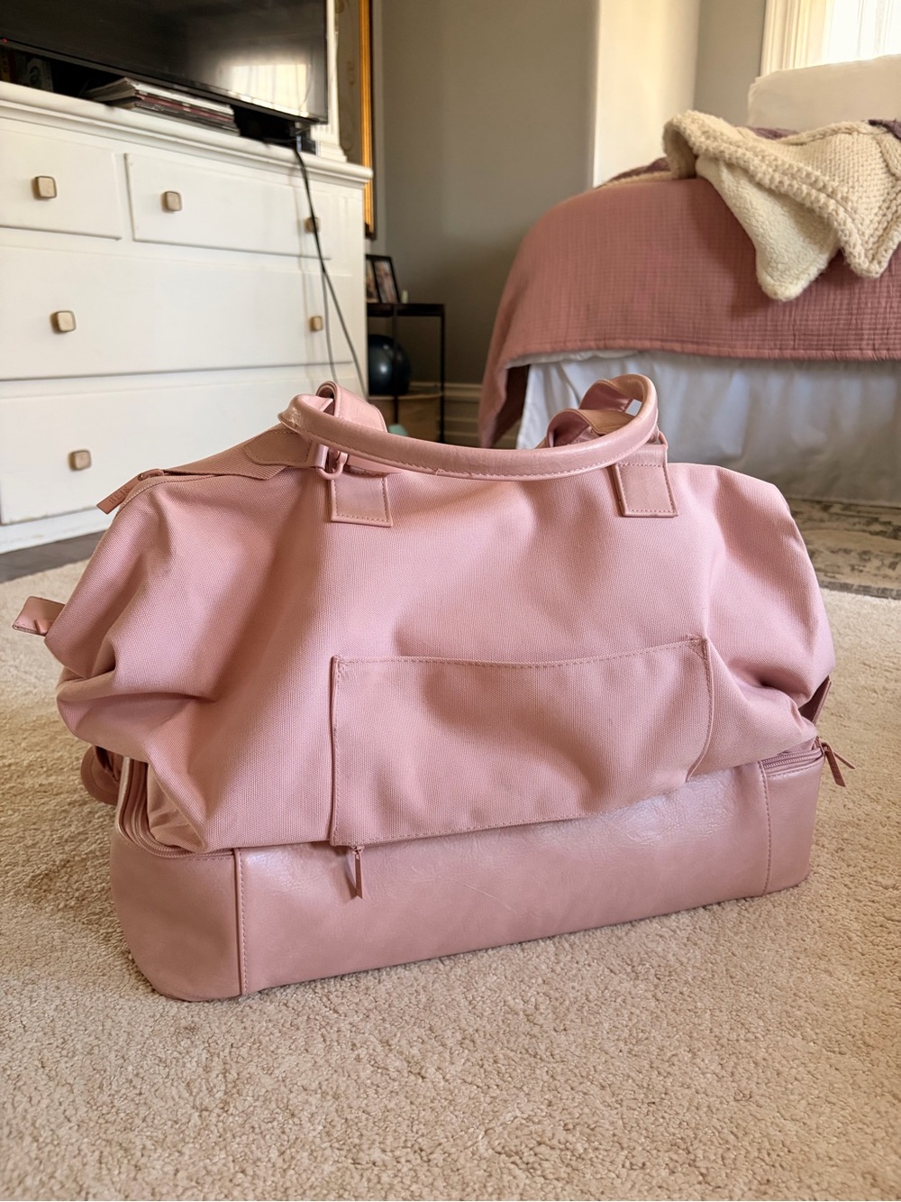BEIS Blush Pink Travel Duffel with Bottom Compartment - Picture 2 of 4